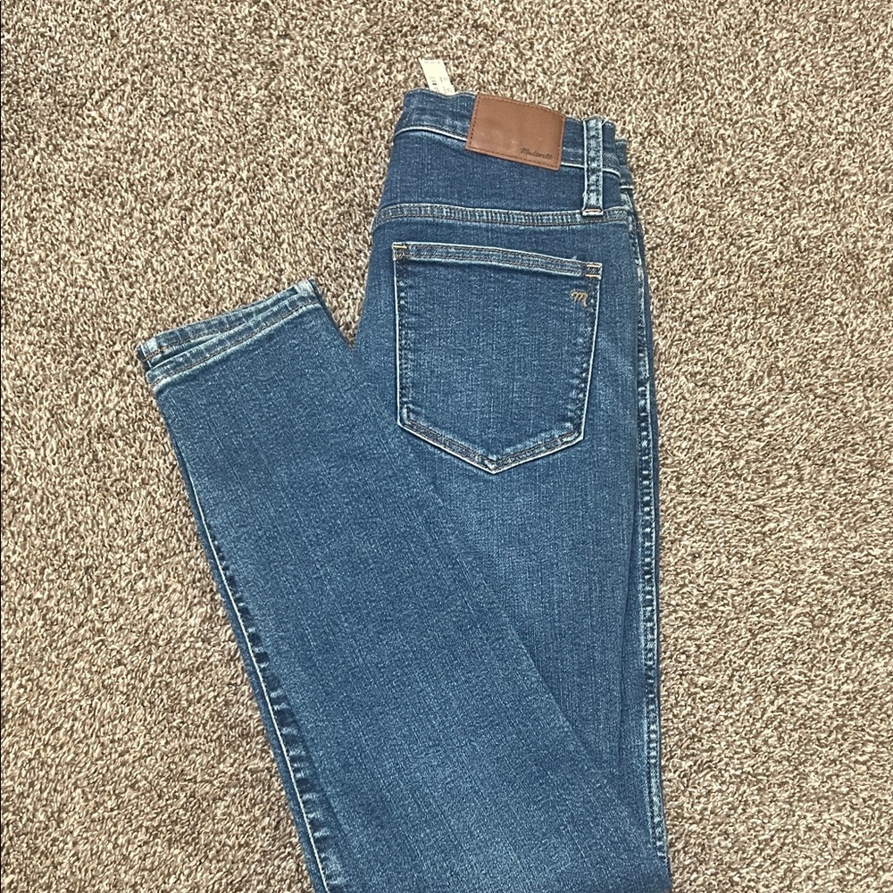 Madewell Blue Denim with Brown Leather Patch